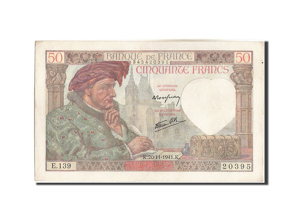 Francia, 50 Francs, 50 F 1940-1942 ''Jacques Coeur'', 1941, KM:93, 1941-11-20...