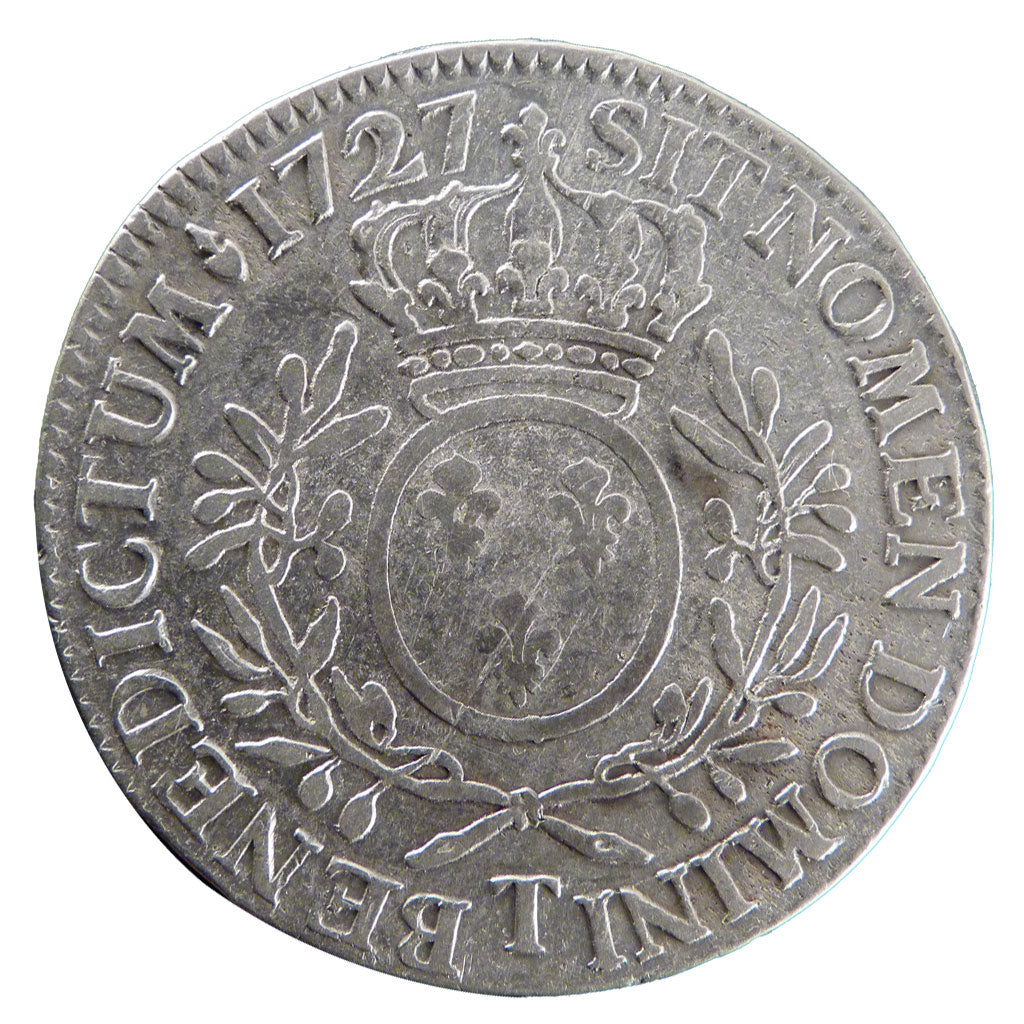 Francia, Louis XV, Écu aux branches d'olivier, Ecu, 1727, Nantes, MB, Argent...