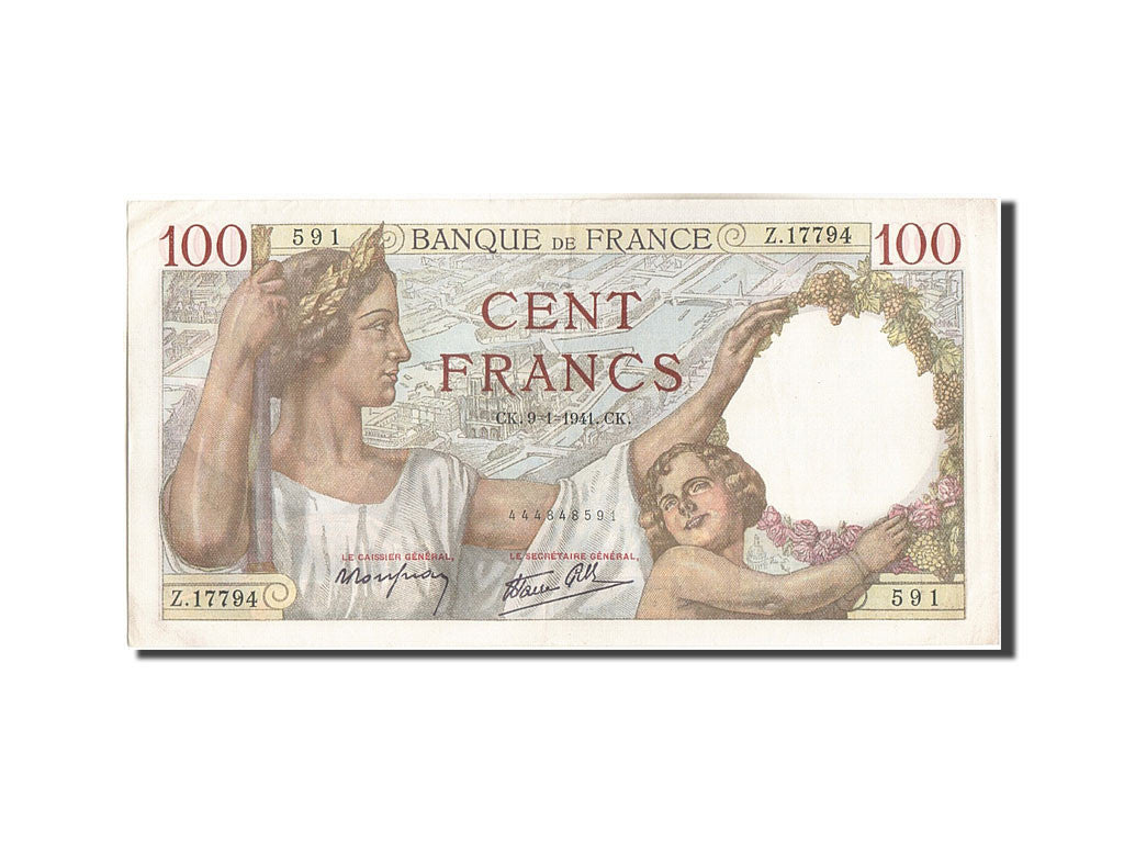 France, 100 Francs, 100 F 1939-1942 ''Sully'', 1941, KM:94, 1941-01-09, AU(50...