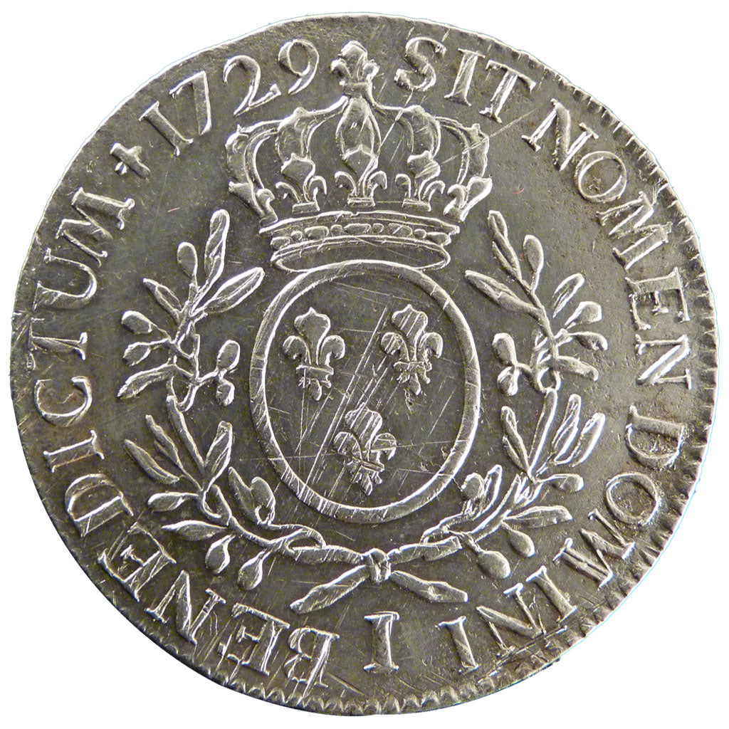 FRANCE, Écu aux branches d'olivier, ECU, 1729, Limoges, KM #486.10, VF(30-35), .