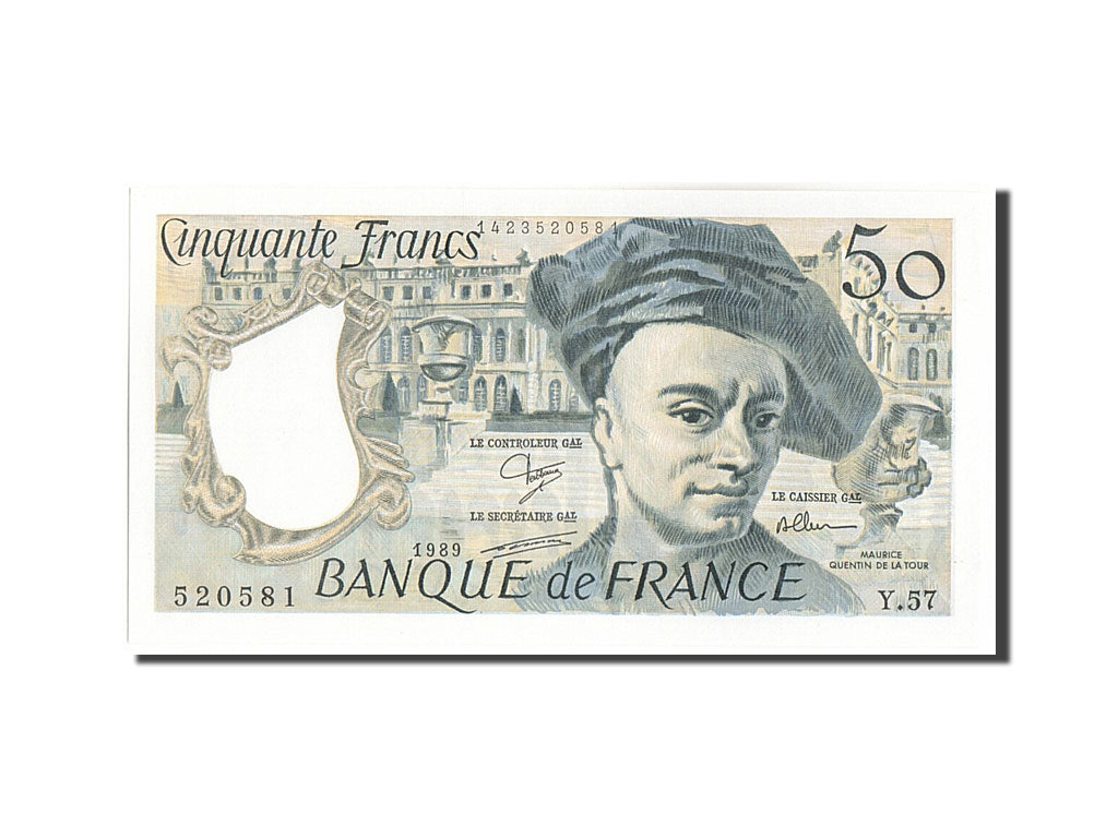 France, 50 Francs, 50 F 1976-1992 ''Quentin de La Tour'', 1989, KM:152d, 1989...