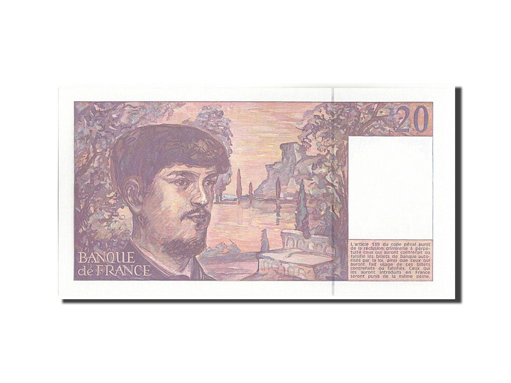 Geldschein, Frankreich, 20 Francs, 20 F 1980-1997 ''Debussy'', 1993, 1993, UNZ