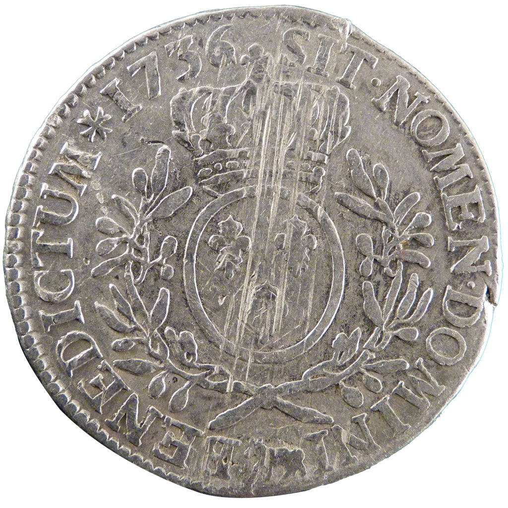 FRANCE, Écu de Béarn aux branches d'olivier, Ecu, 1740, Pau, EF(40-45), Silver, 
