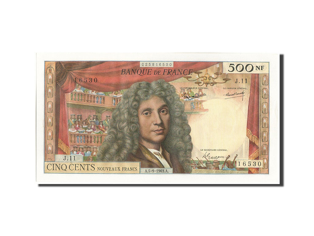 Banknote, France, 500 Nouveaux Francs, 500 NF 1959-1966 ''Molière'', 1963