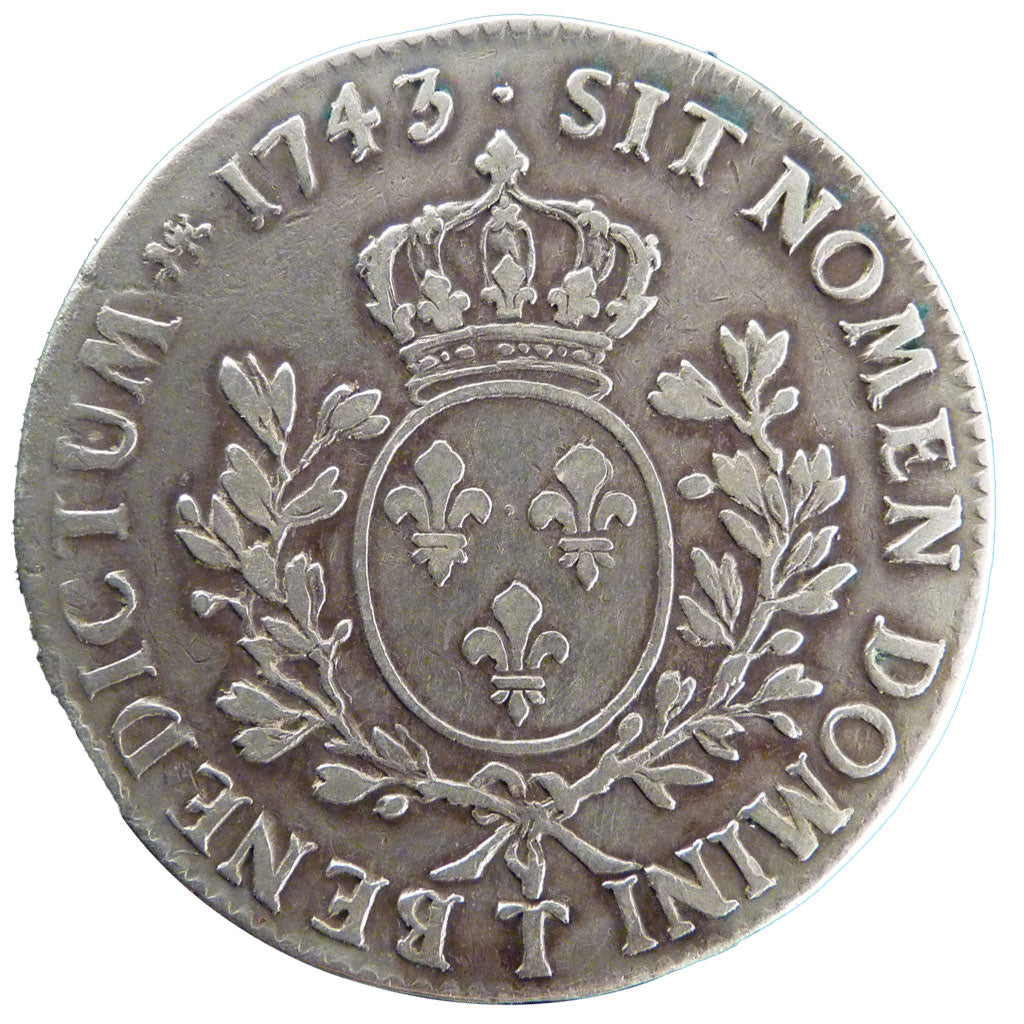 FRANCE, Écu au bandeau, Ecu, 1743, Nantes, EF(40-45), Silver, Gadoury #322, ...