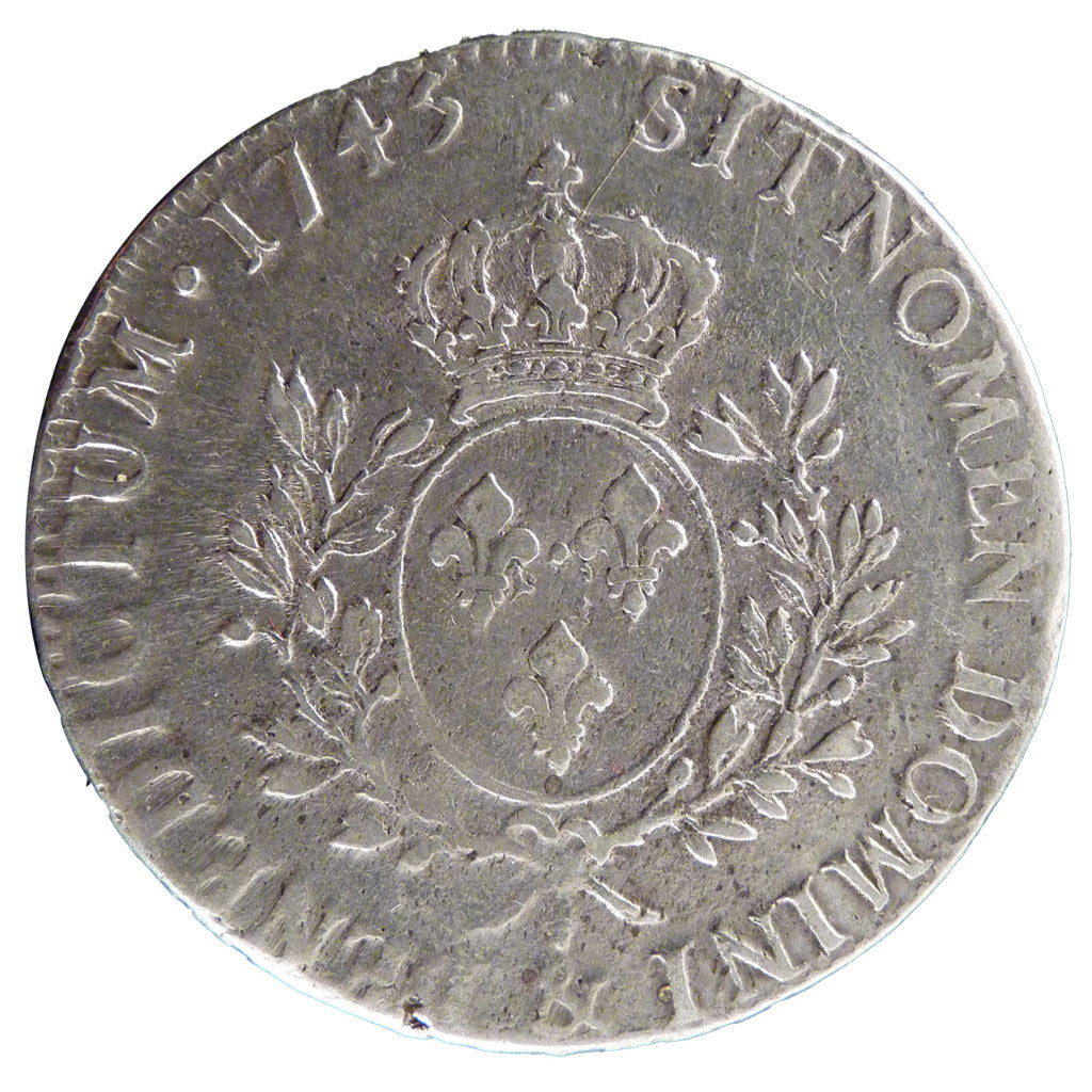 FRANCE, Écu au bandeau, ECU, 1745, Aix, KM #512.26, VF(30-35), Silver, Gadoury .