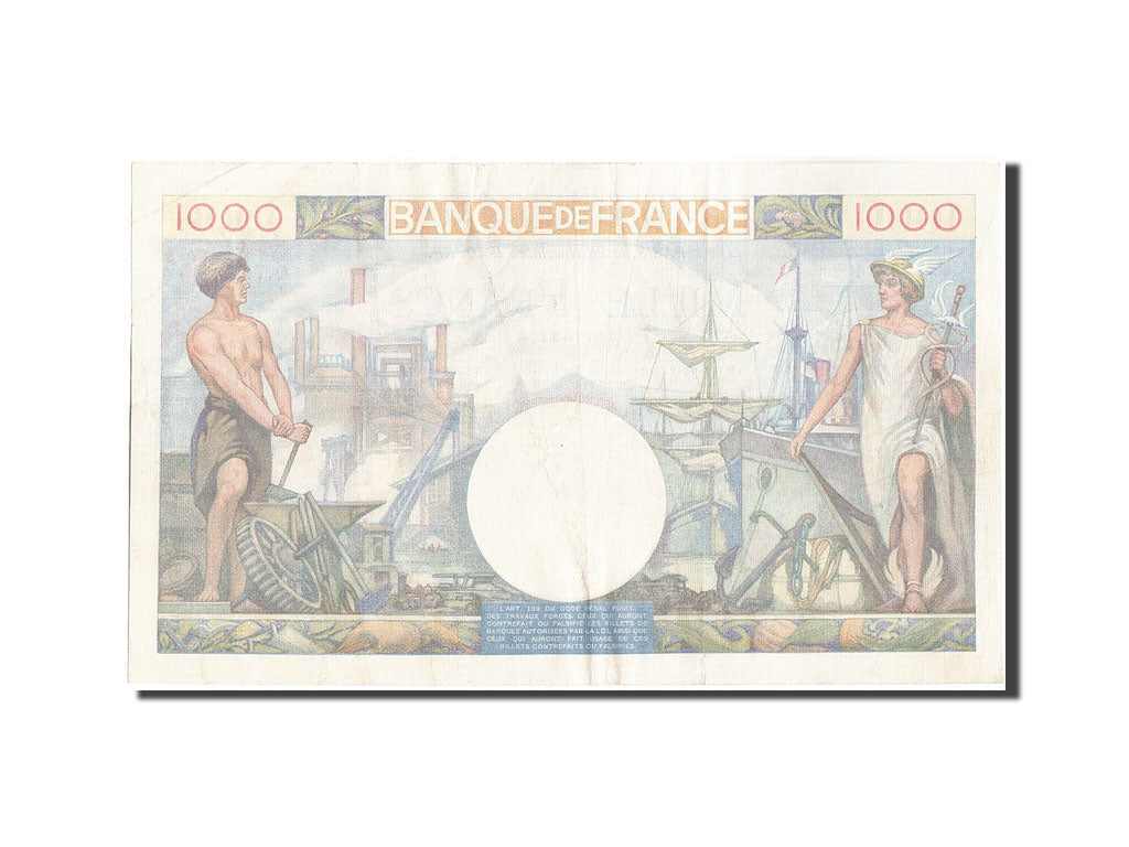 France, 1000 Francs, 1 000 F 1940-1944 ''Commerce et Industrie'', 1940, KM:96...