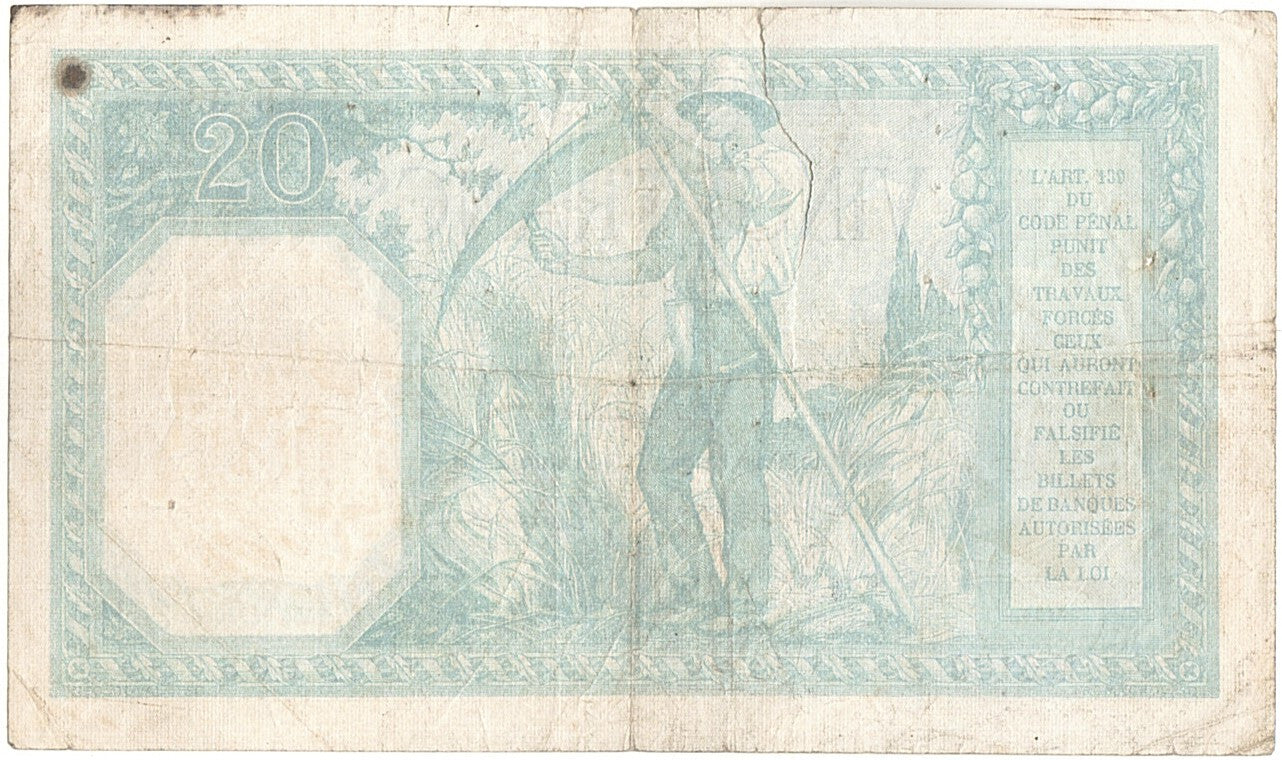 Banknote, France, 20 Francs, 20 F 1916-1919 ''Bayard'', 1918, 1918-08-07
