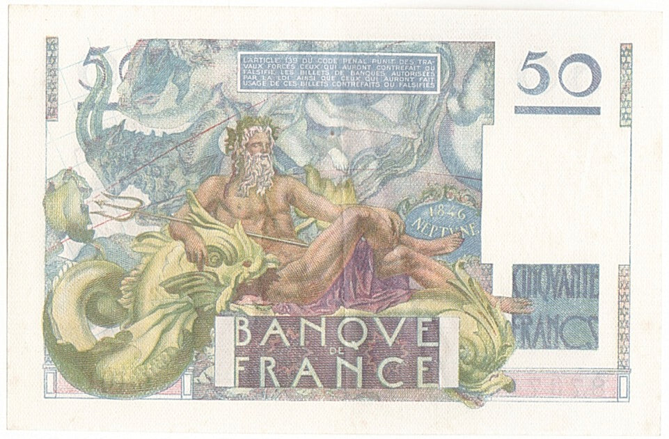 Banknote, France, 50 Francs, 50 F 1946-1951 ''Le Verrier'', 1948, 1948-04-08