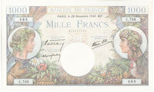 France, 1000 Francs, 1 000 F 1940-1944 ''Commerce et Industrie'', 1940, KM:96...