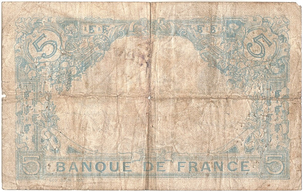 Geldschein, Frankreich, 5 Francs, 5 F 1912-1917 ''Bleu'', 1913, 1913-04-17, S