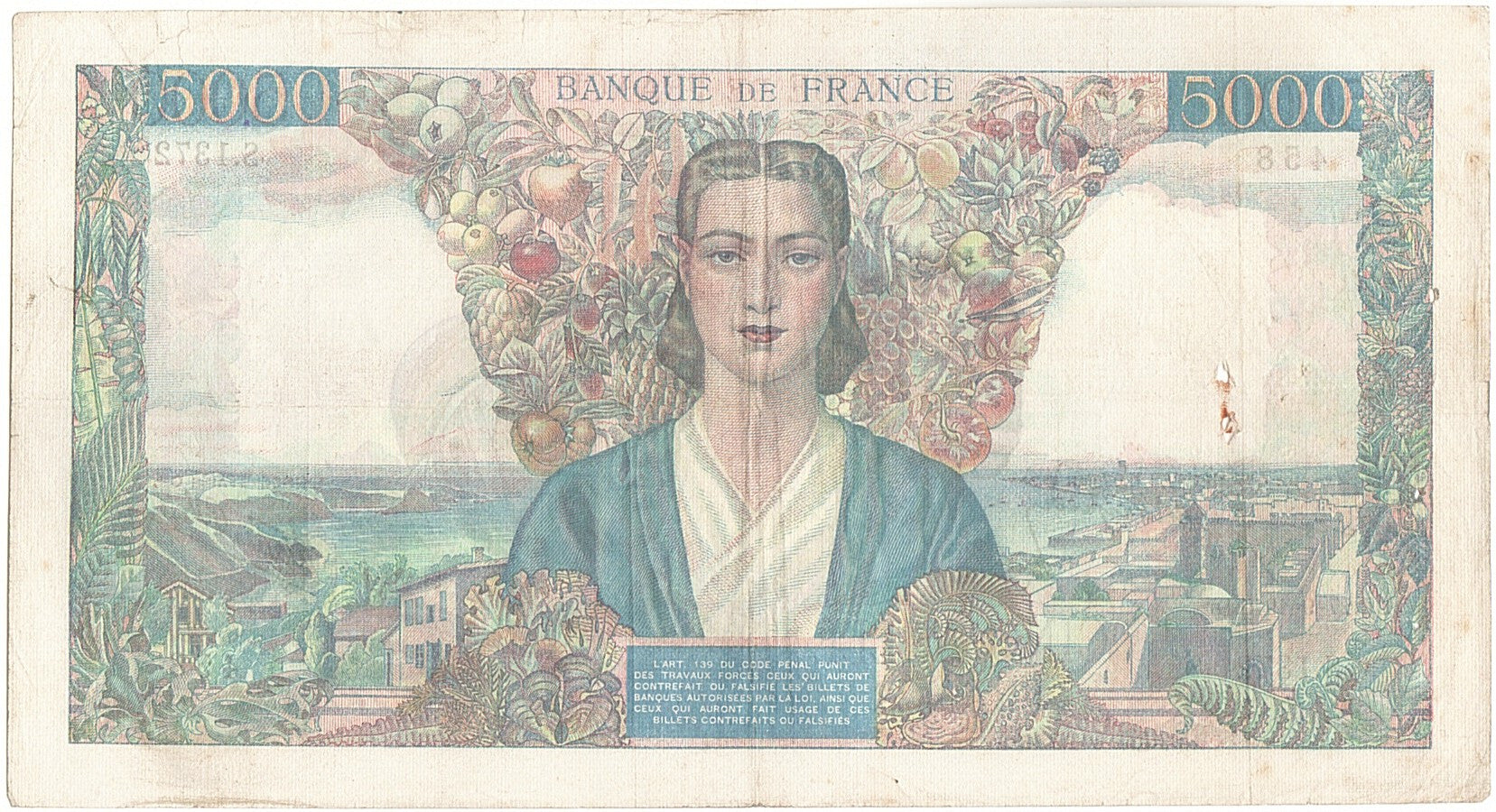 France, 5000 Francs, 5 000 F 1942-1947 ''Empire Français'', 1945, KM:103c, 1...