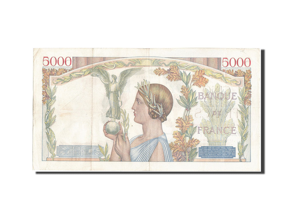 Billete, Francia, 5000 Francs, 5 000 F 1934-1944 ''Victoire'', 1939, 1939-09-07
