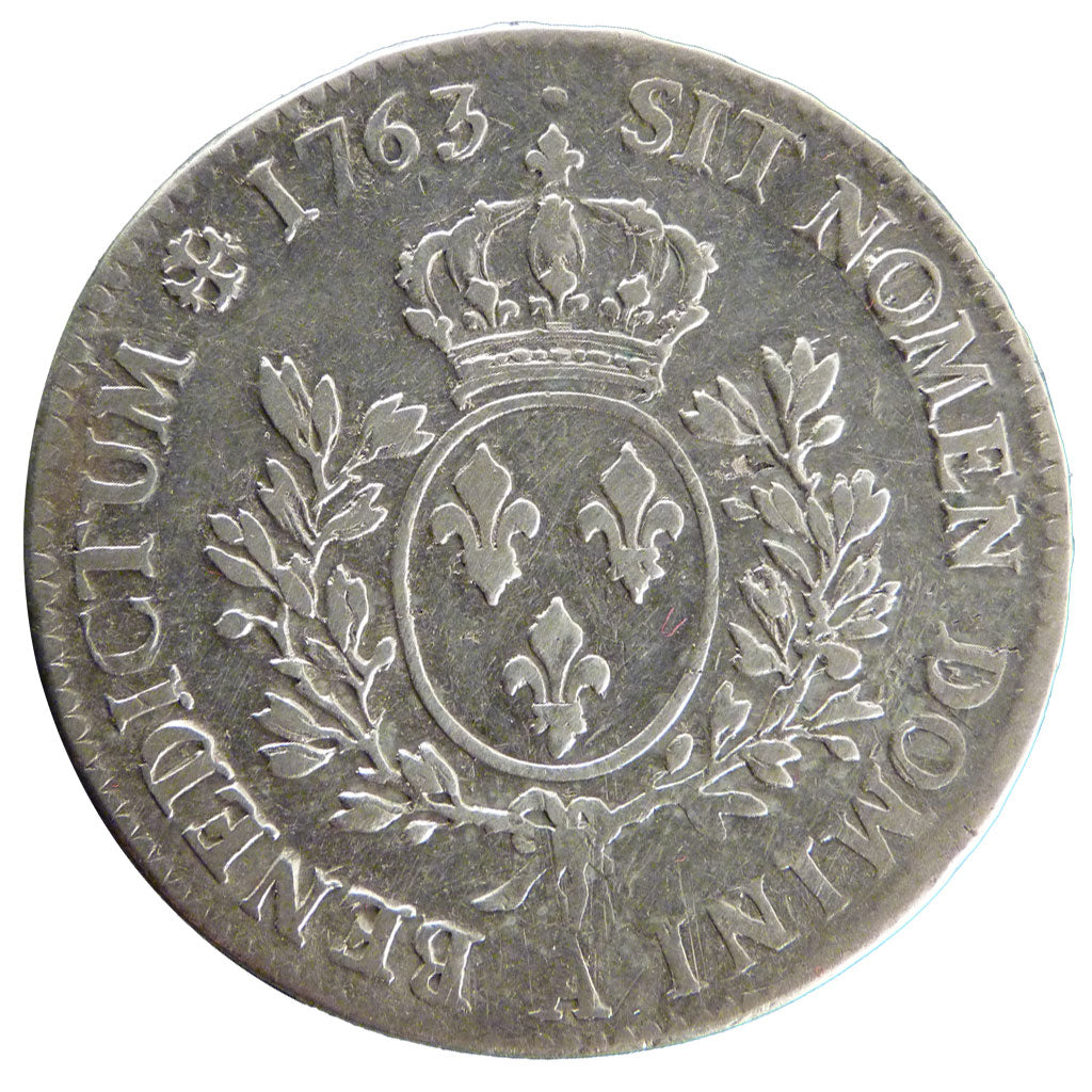 FRANCE, Écu au bandeau, Ecu, 1763, Paris, VF(30-35), Silver, Gadoury #322, 29.10