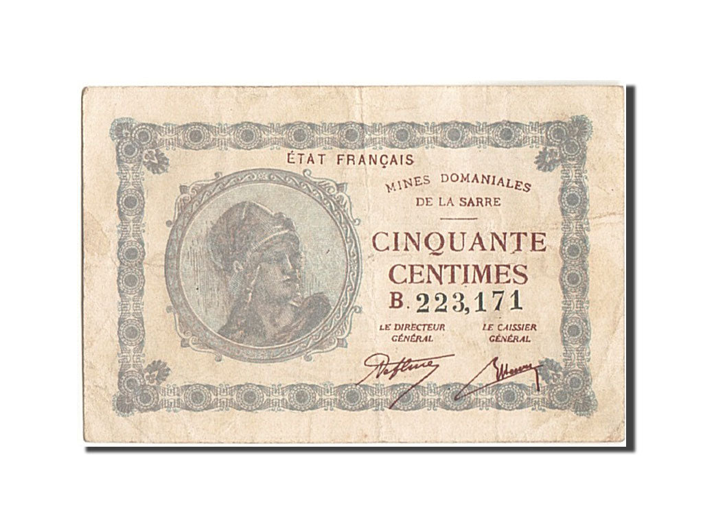 Banknote, Saar, 50 Centimes, 1920, Undated, EF(40-45), Fayette:VF50.2, KM:1
