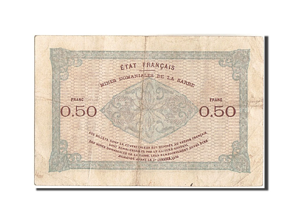 Banknote, Saar, 50 Centimes, 1920, Undated, EF(40-45), Fayette:VF50.2, KM:1