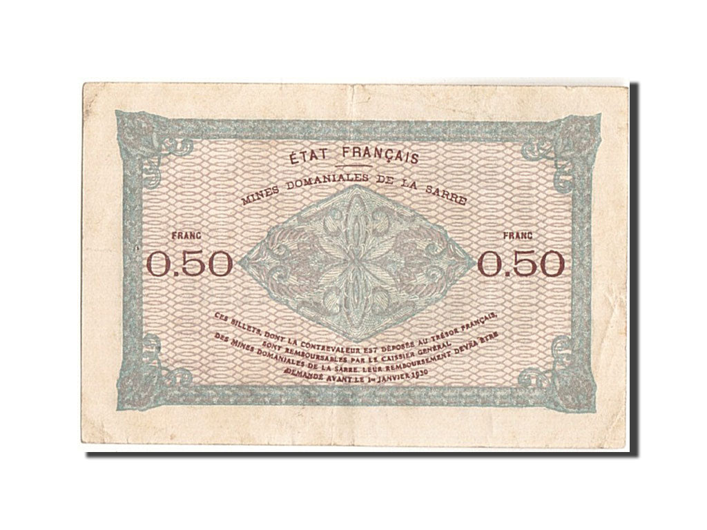 Saar, 50 Centimes, 1920, KM:1, Undated, EF(40-45), Fayette:VF50.2