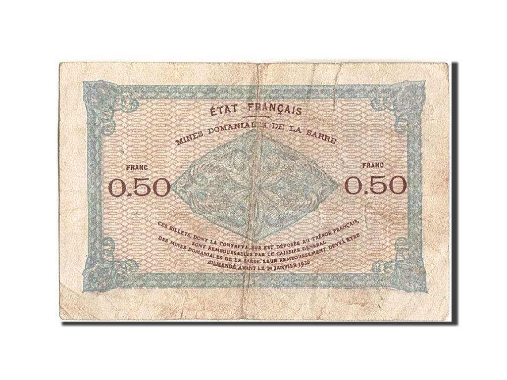 Banknote, Saar, 50 Centimes, 1920, Undated, EF(40-45), Fayette:VF50.3, KM:1