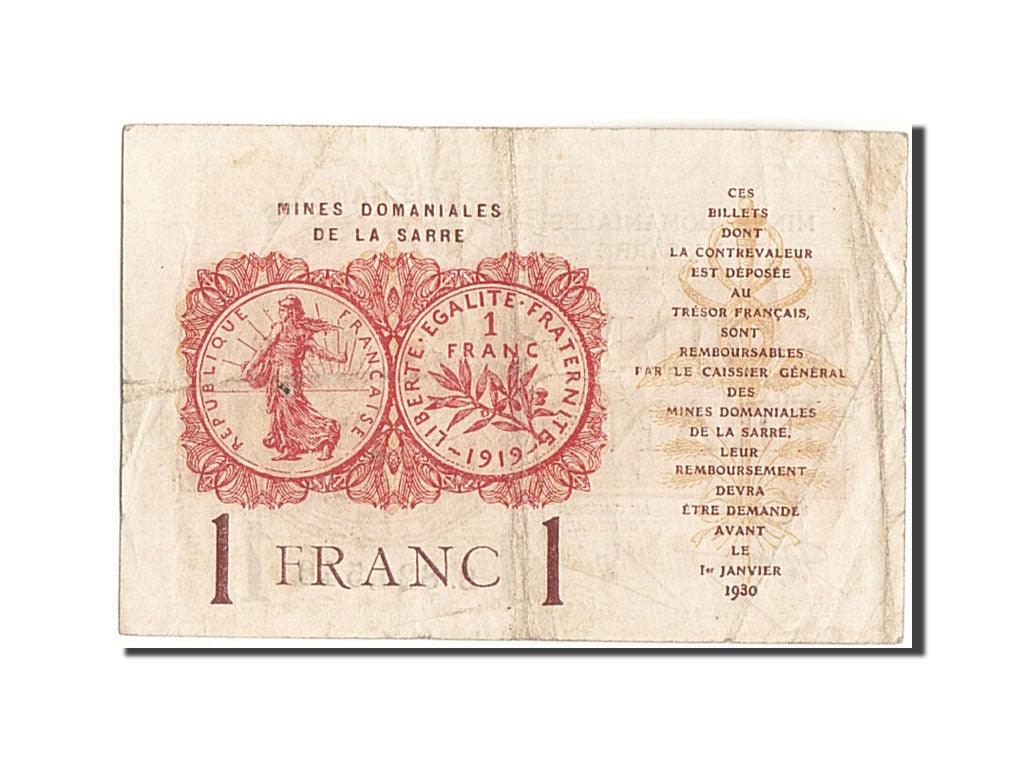 Banknote, Saar, 1 Franc, Undated, EF(40-45), Fayette:VF51.2, KM:2