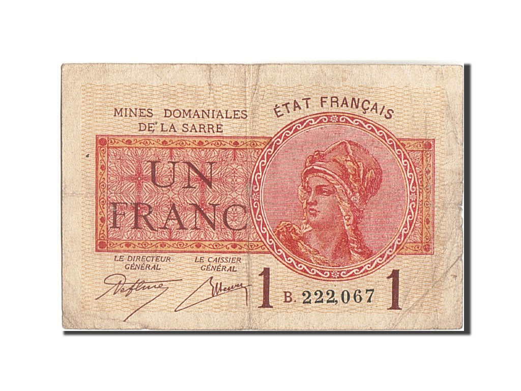 Banknote, Saar, 1 Franc, Undated, EF(40-45), Fayette:VF51.2, KM:2