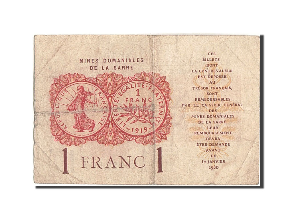 Banknote, Saar, 1 Franc, Undated, EF(40-45), Fayette:VF51.2, KM:2