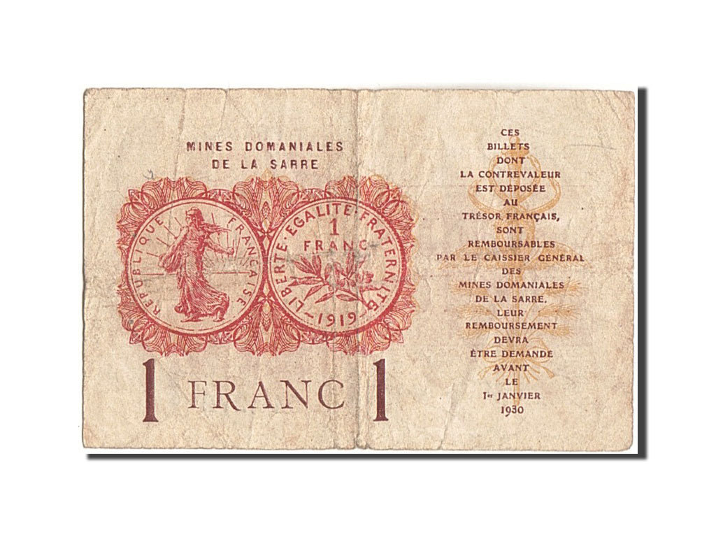 Banknote, Saar, 1 Franc, Undated, EF(40-45), Fayette:VF51.1, KM:2