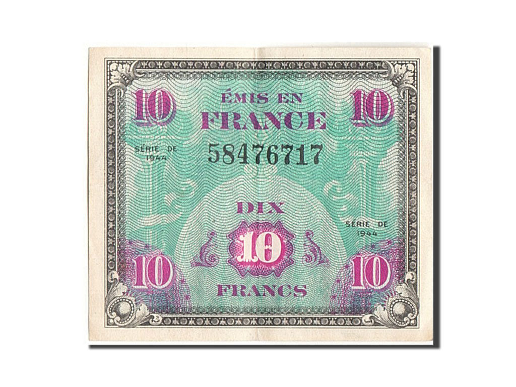 Banconote, Francia, 10 Francs, 1944 Flag/France, 1944, 1944, BB, Fayette:VF18.1