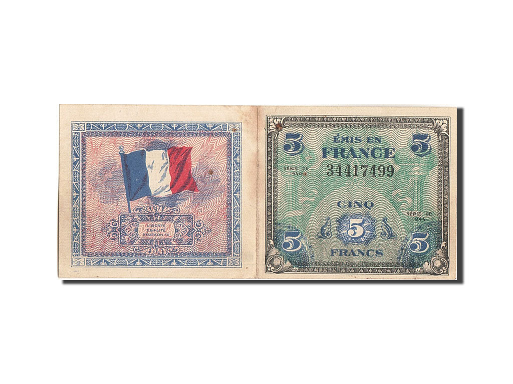 Frankreich, 5 Francs, 1944 Flag/France, 1944, KM:115a, 1944, AU(50-53)