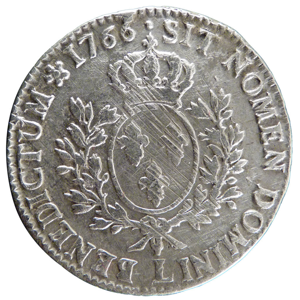 Francia, Louis XV, Écu au bandeau, Ecu, 1766, Bayonne, MB+, Argento, Gadoury...