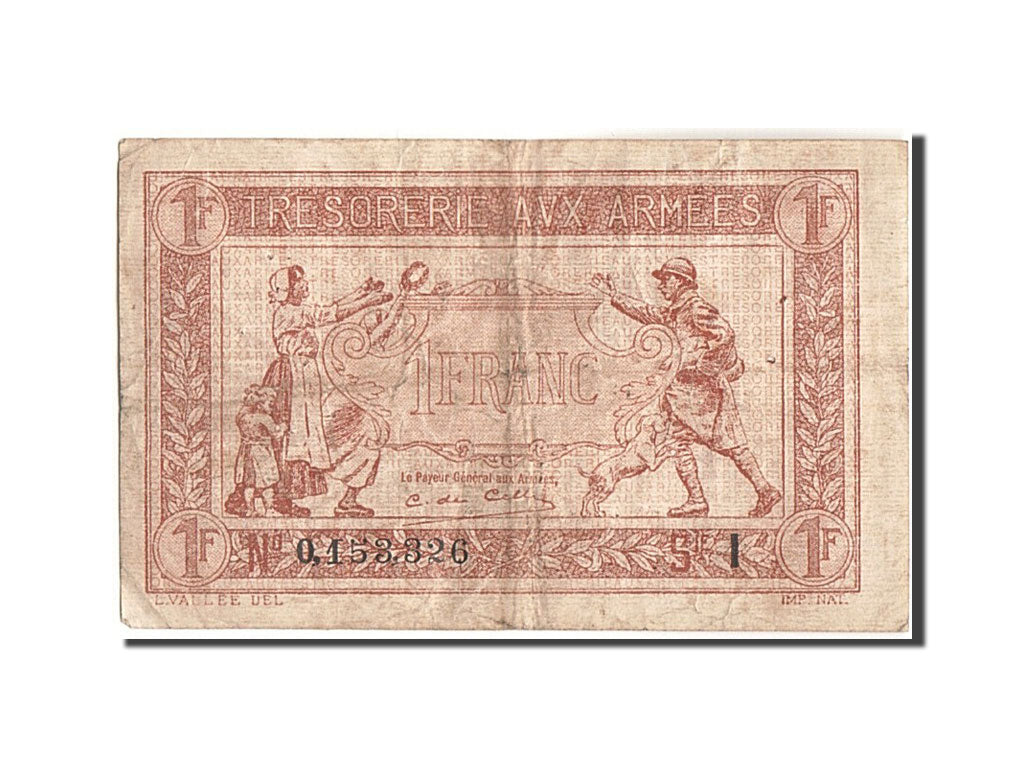 Francia, 1 Franc, 1917-1919 Army Treasury, 1917, KM:M2, 1917, MB, Fayette:VF3.9