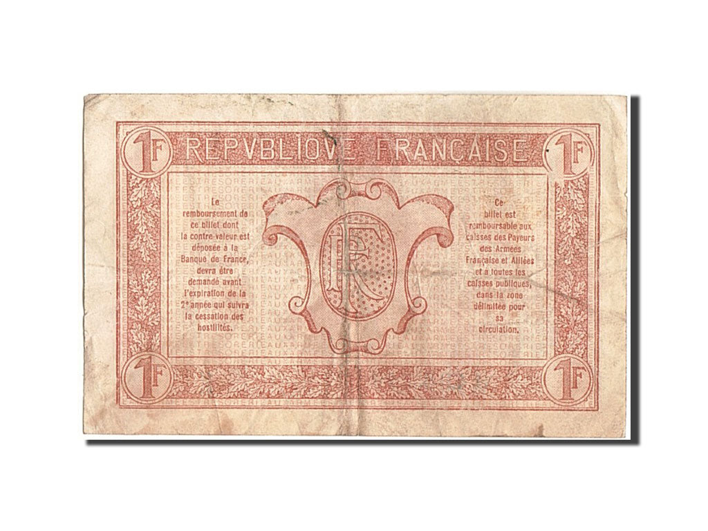 Francia, 1 Franc, 1917-1919 Army Treasury, 1917, KM:M2, 1917, MB+, Fayette:VF...