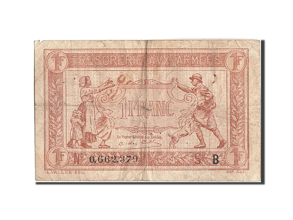 Frankreich, 1 Franc, 1917-1919 Army Treasury, 1917, KM:M2, 1917, VF(20-25), F...