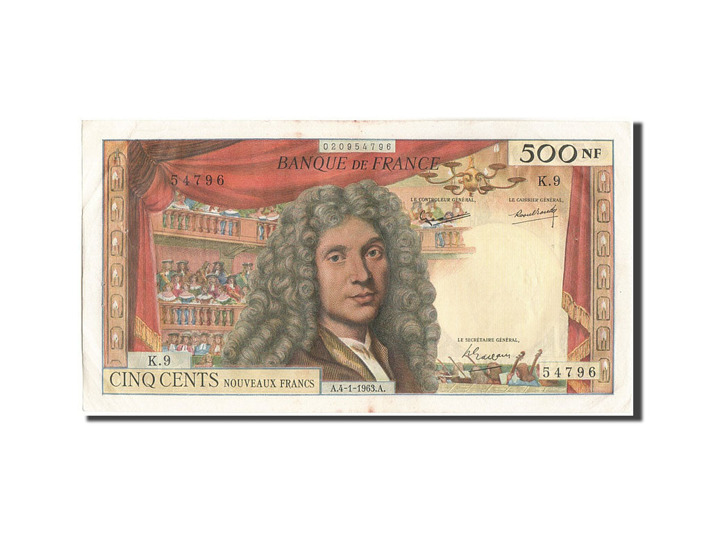 Banknote, France, 500 Nouveaux Francs, 500 NF 1959-1966 ''Molière'', 1963