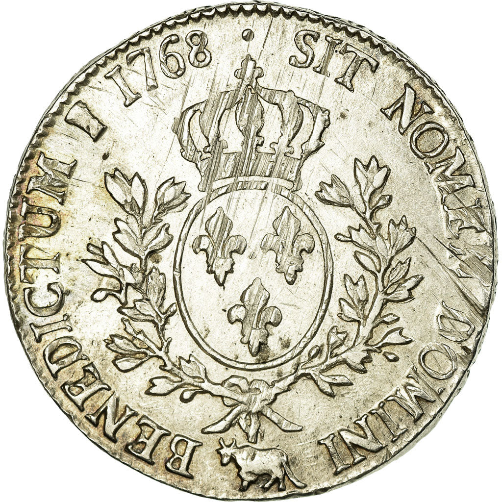 France, Louis XV, Écu de Béarn au bandeau, 1768, Pau, Silver, EF(40-45)