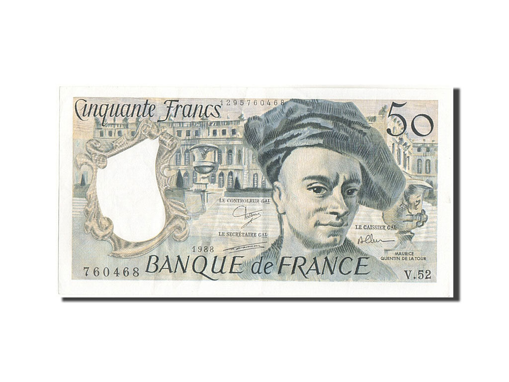 Frankreich, 50 Francs, 50 F 1976-1992 ''Quentin de La Tour'', 1988, KM:152d,...