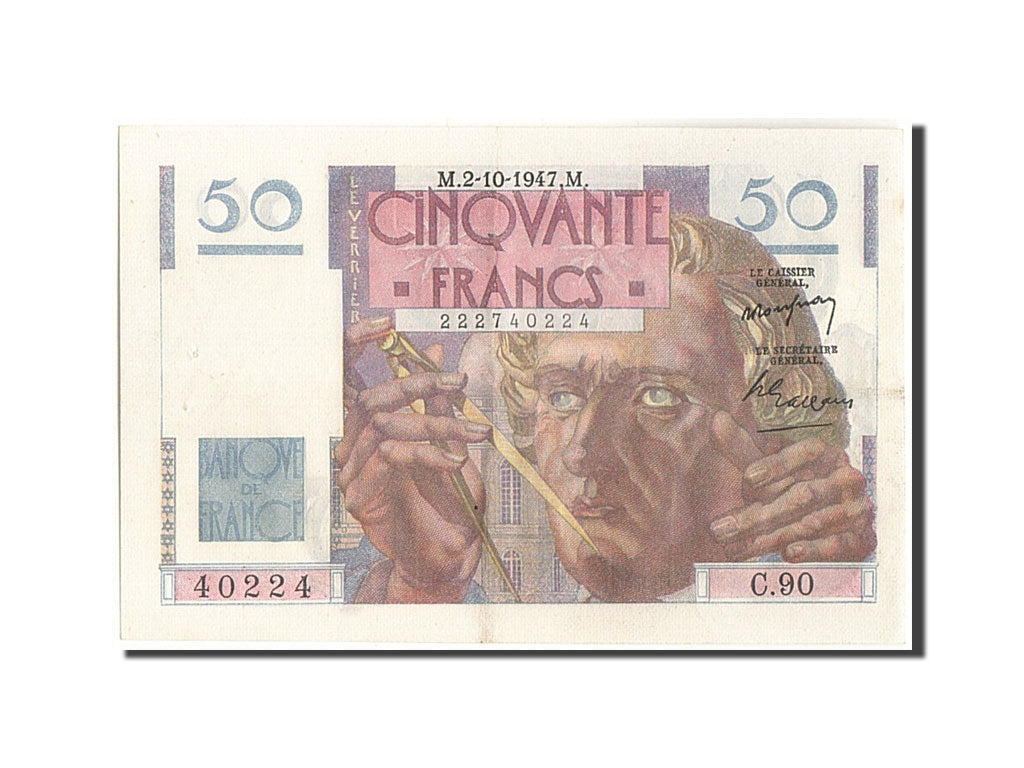 Banknote, France, 50 Francs, 50 F 1946-1951 ''Le Verrier'', 1947, 1947-10-02