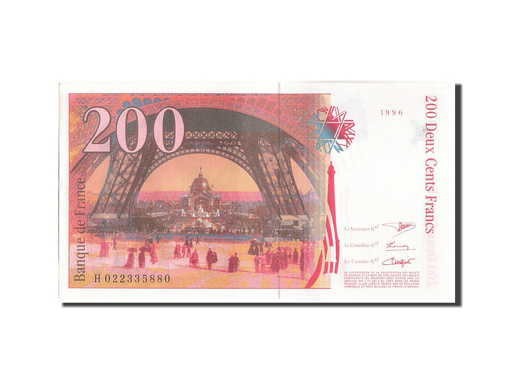 Banknote, France, 200 Francs, 200 F 1995-1999 ''Eiffel'', 1996, 1996, UNC(64)