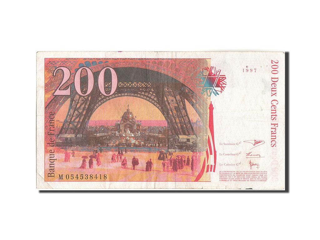 France, 200 Francs, 200 F 1995-1999 ''Eiffel'', 1997, KM:159b, 1997, VF(20-25...