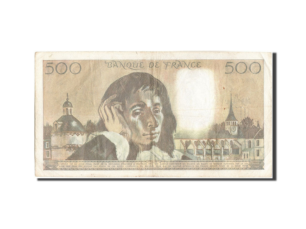 France, 500 Francs, 500 F 1968-1993 ''Pascal'', 1981, KM:156e, 1981-01-08, VF...