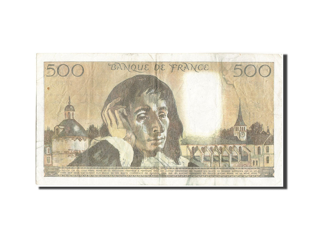 France, 500 Francs, 500 F 1968-1993 ''Pascal'', 1987, KM:156f, 1987-01-22, VF...