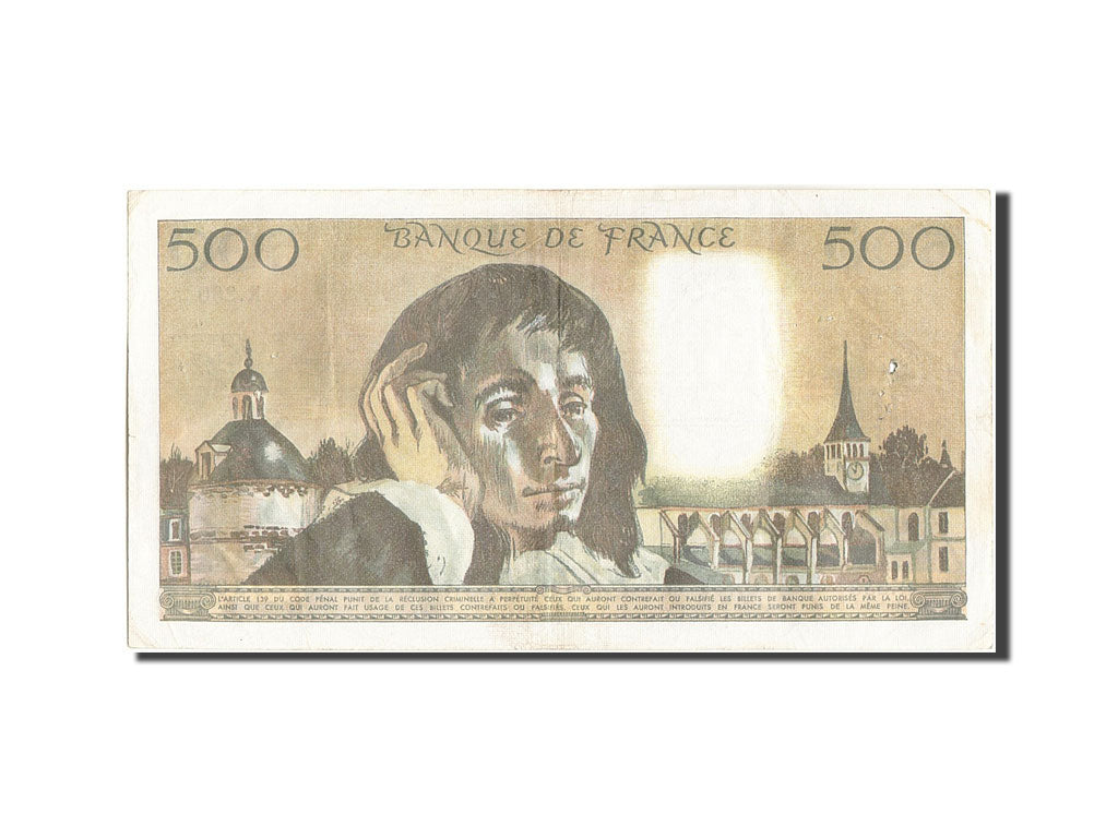 France, 500 Francs, 500 F 1968-1993 ''Pascal'', 1985, KM:156e, 1985-04-03, VF...