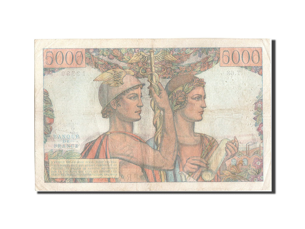 Francia, 5000 Francs, 5 000 F 1949-1957 ''Terre et Mer'', 1951, KM:131c, 1951...