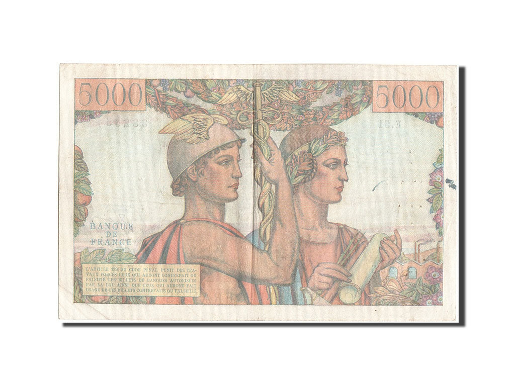 Francia, 5000 Francs, 5 000 F 1949-1957 ''Terre et Mer'', 1951, KM:131b, 1951...