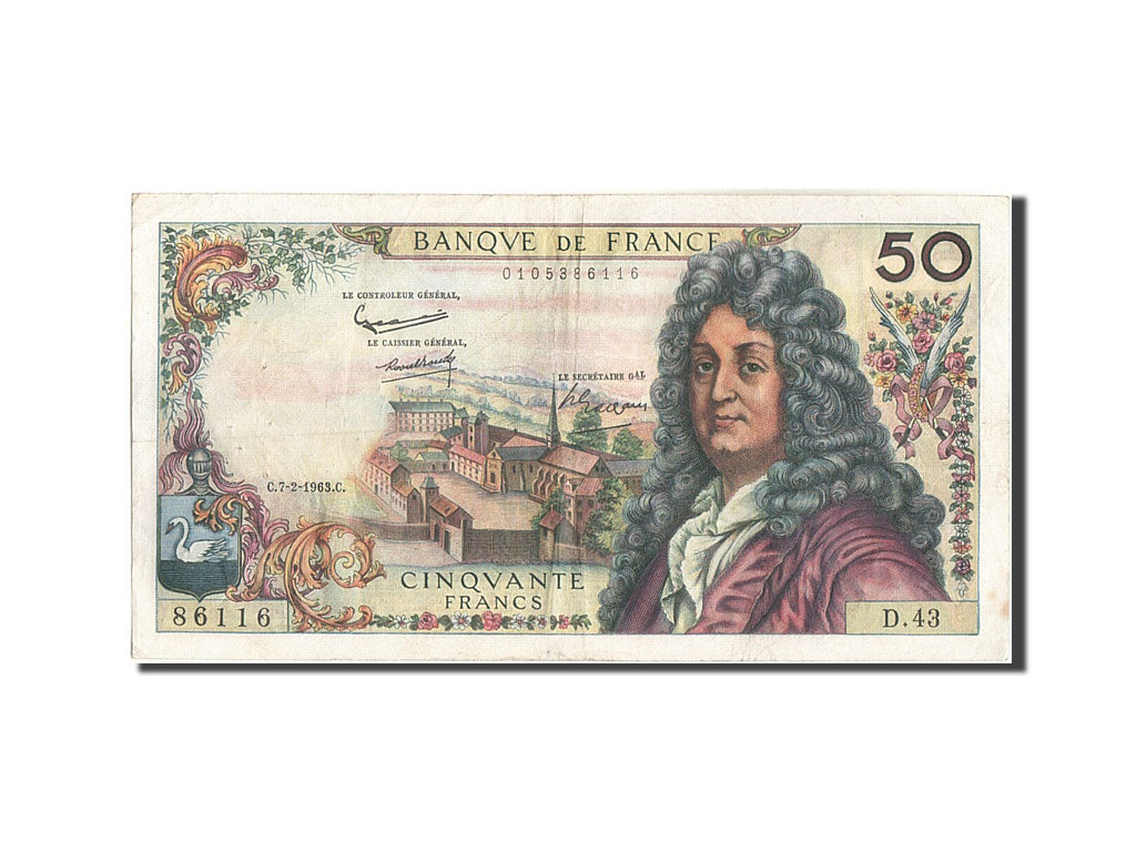 France, 50 Francs, 50 F 1962-1976 ''Racine'', 1963, KM:148a, 1963-02-07, VF(3...