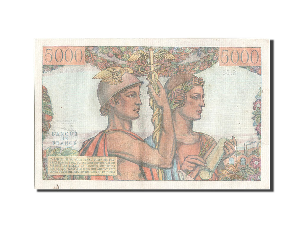 Francia, 5000 Francs, 5 000 F 1949-1957 ''Terre et Mer'', 1951, KM:131c, 1951...