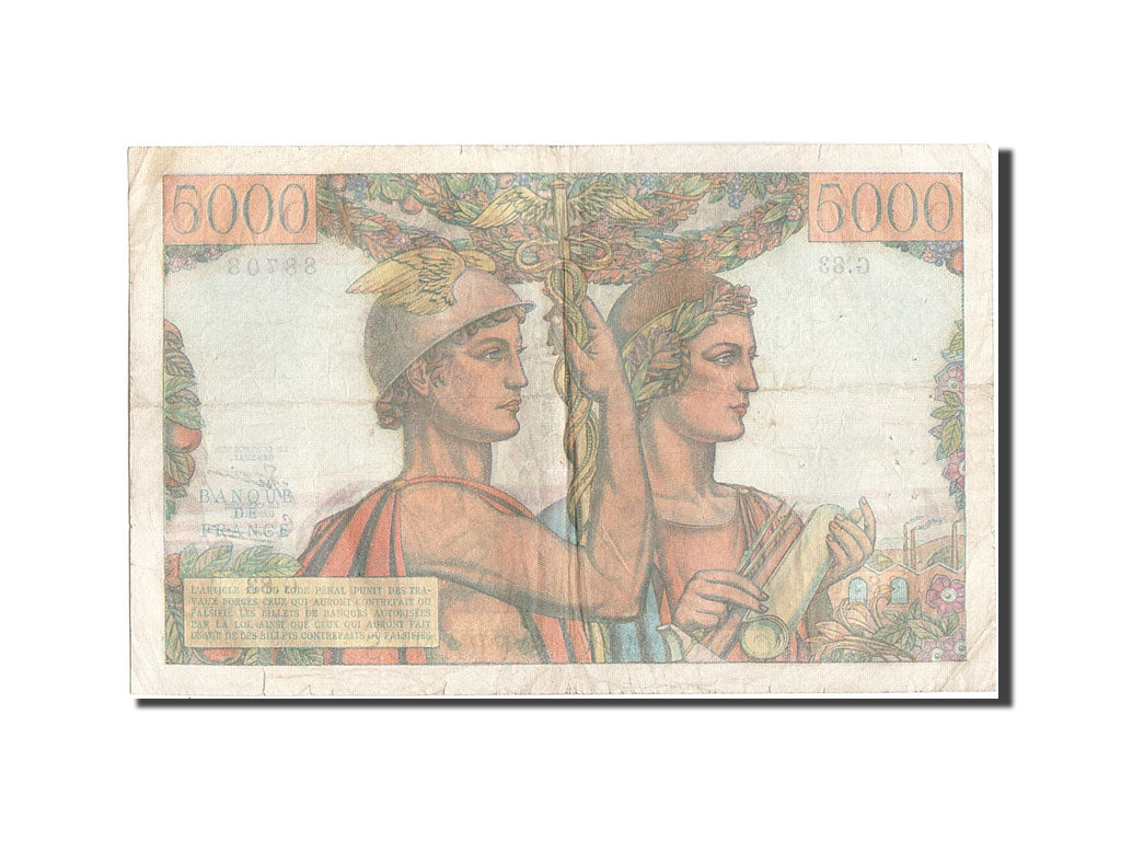 France, 5000 Francs, 5 000 F 1949-1957 ''Terre et Mer'', 1951, 1951-08-16, KM...