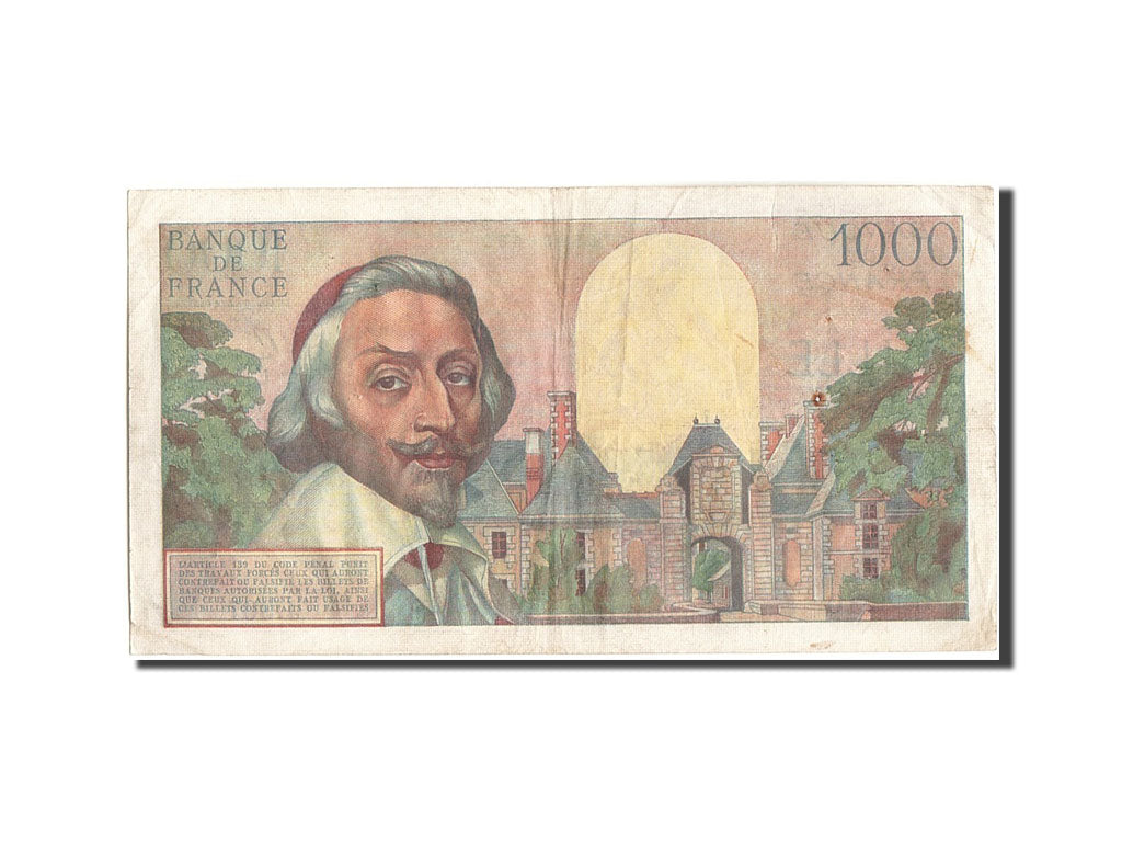 Banknote, France, 1000 Francs, 1 000 F 1953-1957 ''Richelieu'', 1956
