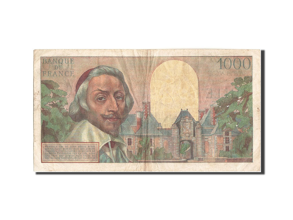 France, 1000 Francs, 1 000 F 1953-1957 ''Richelieu'', 1955, KM:134a, 1955-06-...