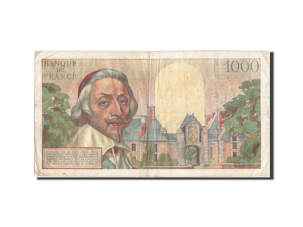 France, 1000 Francs, 1 000 F 1953-1957 ''Richelieu'', 1954, KM:134a, 1954-07-...