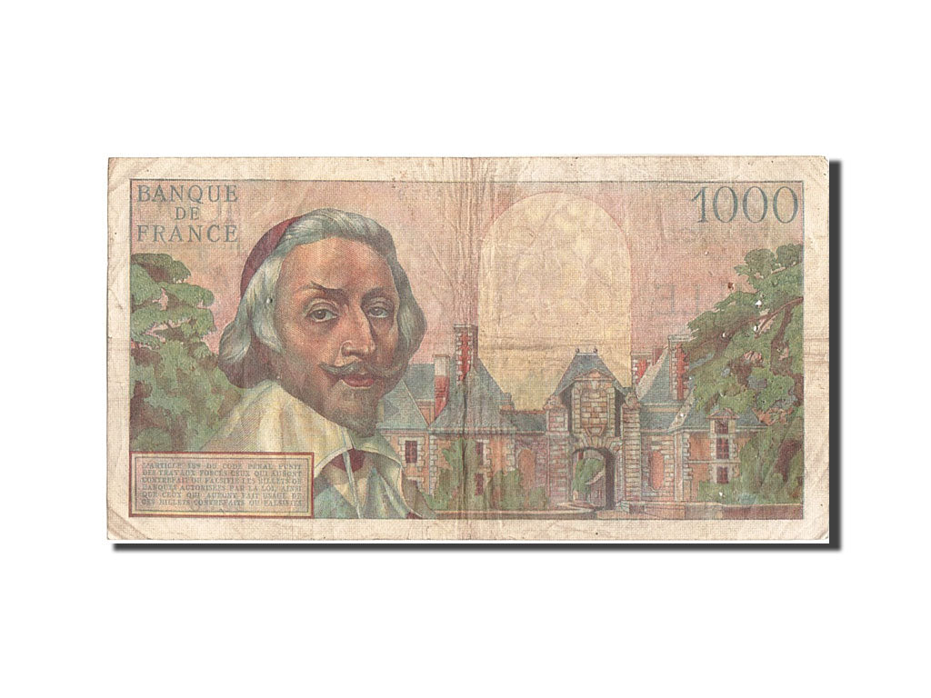 France, 1000 Francs, 1 000 F 1953-1957 ''Richelieu'', 1954, KM:134a, 1954-01-...